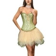 thumbnail image 3 of Tops de Corsé para Mujer, Lencería Moldeadora con Bustier, Body Push Up con Cintura de Encaje Verde L, 3 of 10