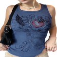thumbnail image 2 of Womens Sleeveless Crop Top Summer Printed  Neck Tank Tops Holiday Base Shirt, 2 of 6