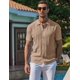 thumbnail image 4 of Camisa COOFANDY, polo de punto, manga corta, vintage, caqui, para hombre, 4 of 6