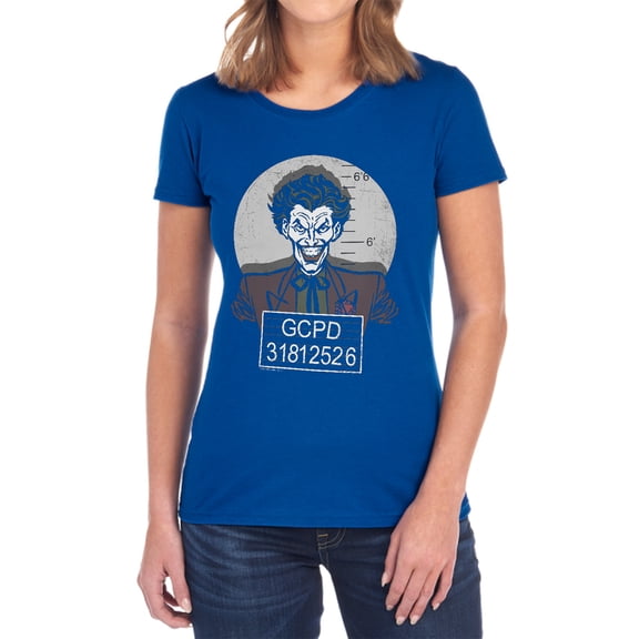 Batman Busted! Women's T Shirt, Royal, X-Large