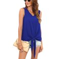 thumbnail image 3 of Uvplove Womens Tie Front Chiffon Blouses V Neck for women Sleeveless Summer Tops Shirts,US Size,Royal Blue,XXL, 3 of 10