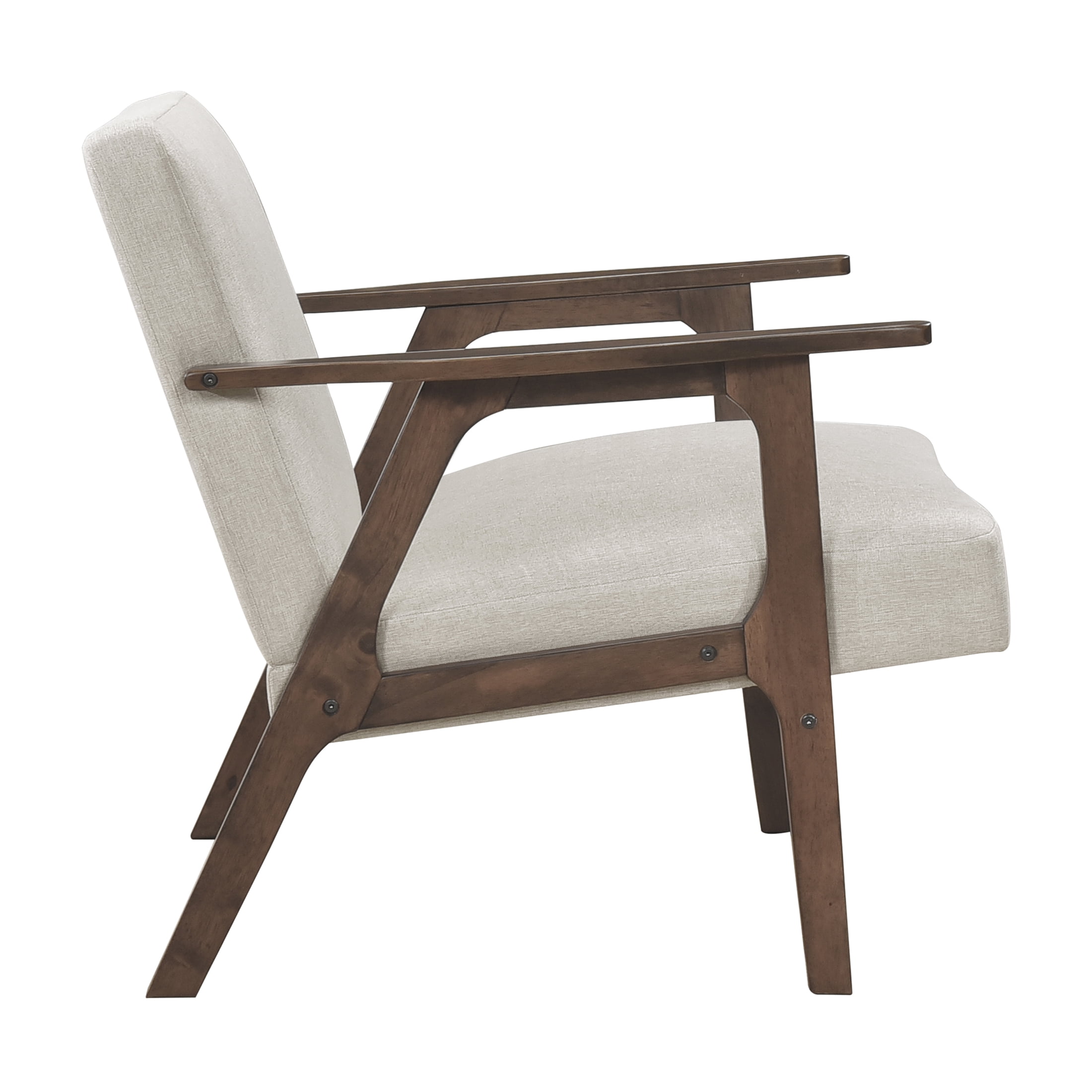 OakvillePark Harrowveil Textured Fabric Accent Chair, Beige/Brown Wood