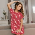 thumbnail image 3 of Naloa Hello Summer Flamingo Print Women Nightgowns,Womens Loungewear,Short Sleeve Sleepwear,Comfy Ladies Nightdress, 3 of 6