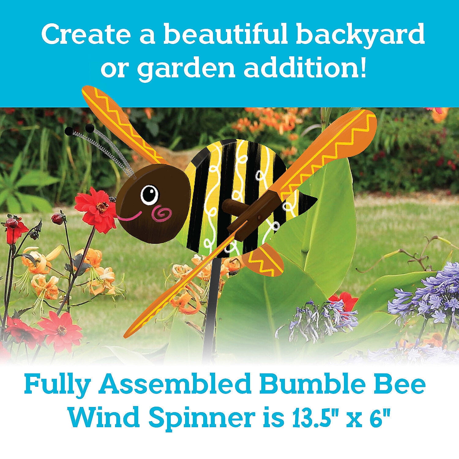 MindWare Make Your Own Bumble Bee Wind Spinner Wood Craft Kit, Build & Decorate for Ages 8 & Up