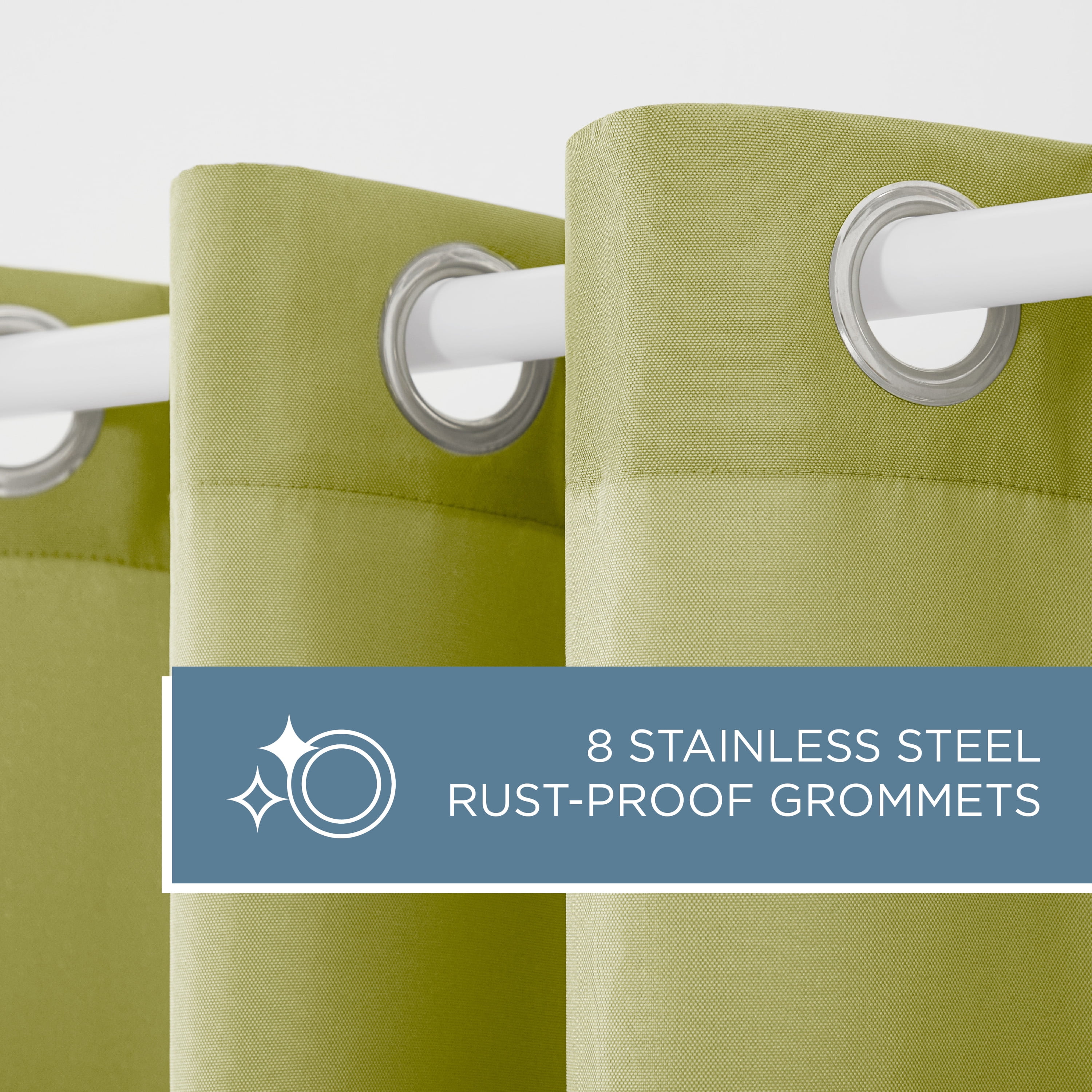 TOWN & COUNTRY BASICS Cabana Solid Heavyweight Indoor Outdoor Curtains, Light Filtering Opacity with Grommet Top, Water Repellent, 2-Pack Set, 54"x84", Kiwi Green