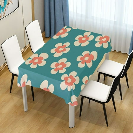 

60x108 Inch Tablecloth Polyester Square Tablecloth for Home Kitchen Dinner Decor Peach Color Flowers