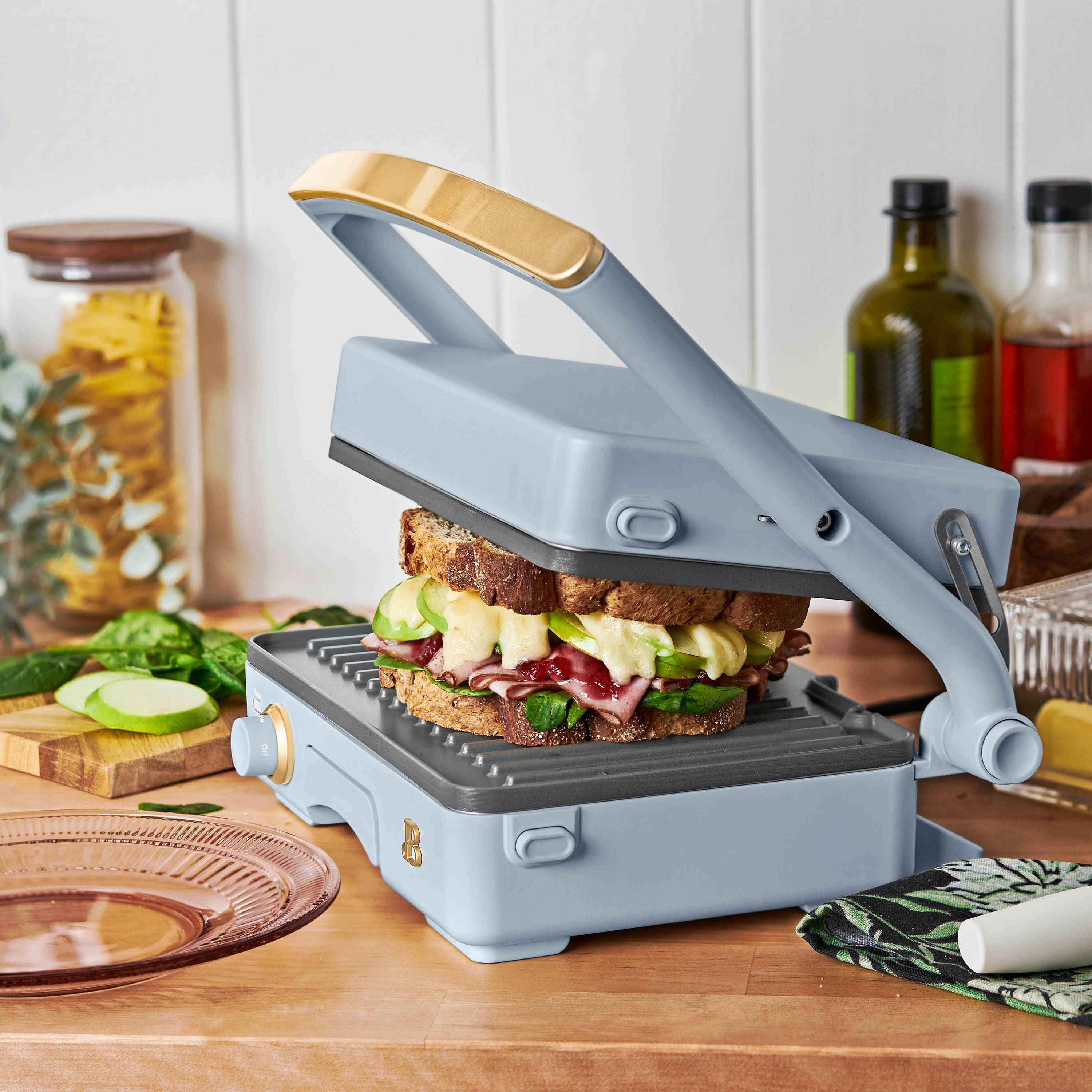 Beautiful 2-in-1 Panini Press & Grill, Cornflower Blue by Drew Barrymore
