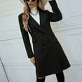thumbnail image 4 of VIWORLD Women's Mid-Length Wool Style Coat - Double-Breasted Notch Lapel with Functional Pockets Black，L, 4 of 6