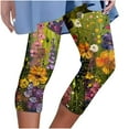 thumbnail image 2 of Leggings for Women under $5! Cagogo Beach Capris for Womens Floral Print Casual Summer Lounge Capri Leggings Athletic Gym Soft Stretchy Plus Size Knee Length Elastic Waist Cropped Pants, 2 of 6