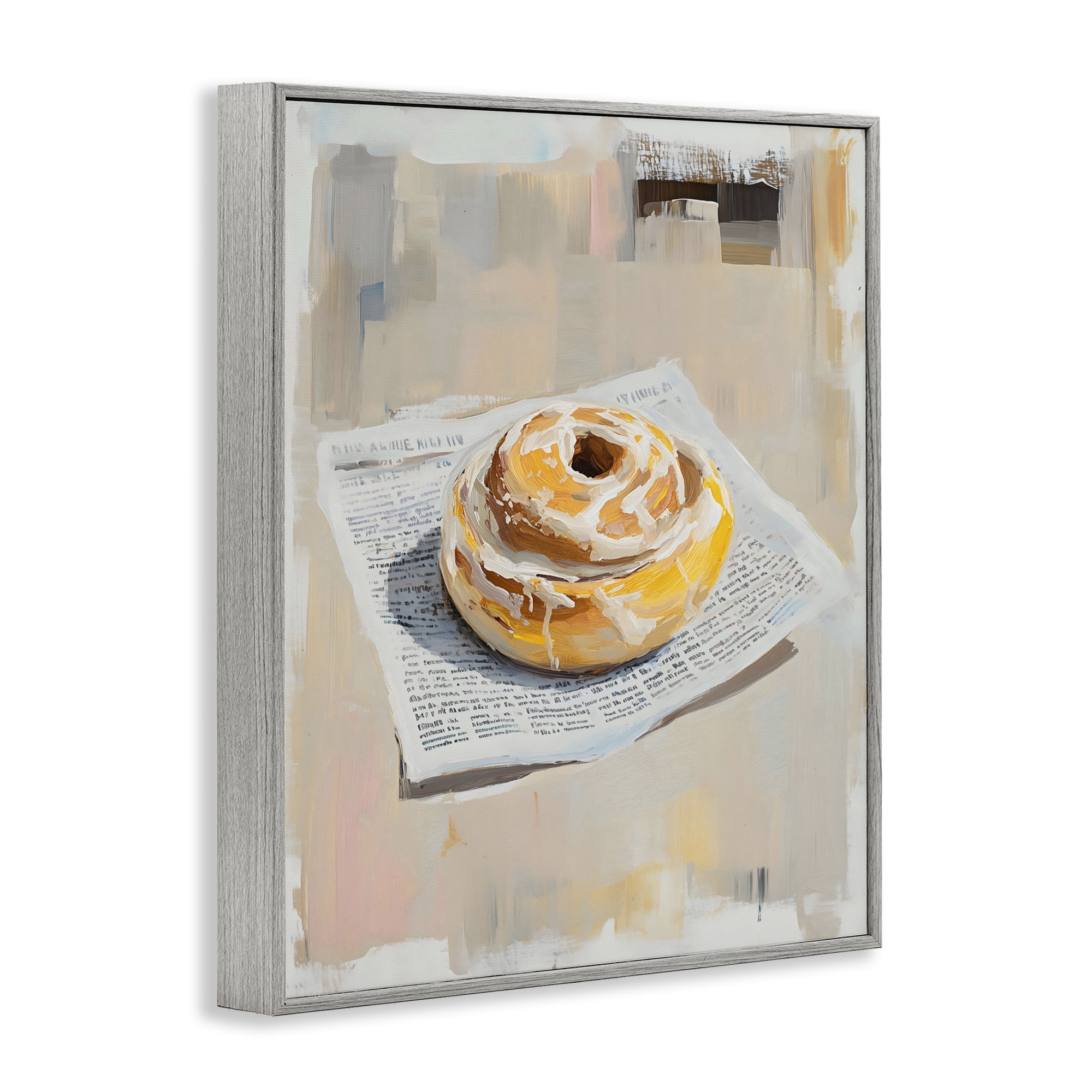 Stupell Industries Cinnamon Roll & Morning Paper Gray Framed Giclee Art, design by The Prints Vibe