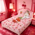 thumbnail image 3 of meiyoeat 3D Cartoon Monogram S King Sheetspink Fruit Strawberry Bedding For Girl,4 Pieces,1 Flat Sheet,1 Fitted Sheet And 2 Pillowcases, 3 of 6