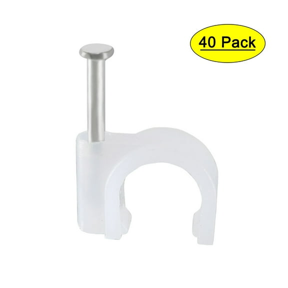 Unique Bargains 40Pcs Wall Mount Coax Electric Cable Wire Clip Fastener Saddle 9mm Width White