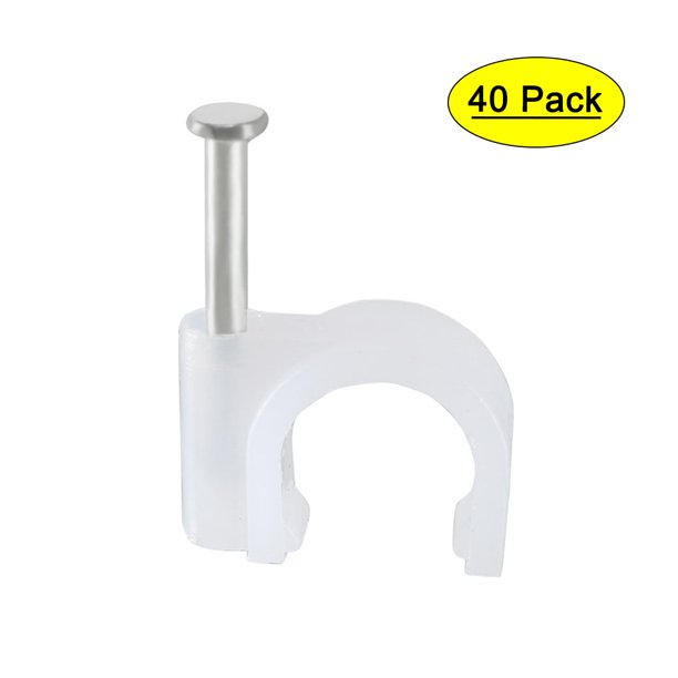 40pcs Wall Mount Coax Electric Cable Wire Clip Fastener Saddle 9mm