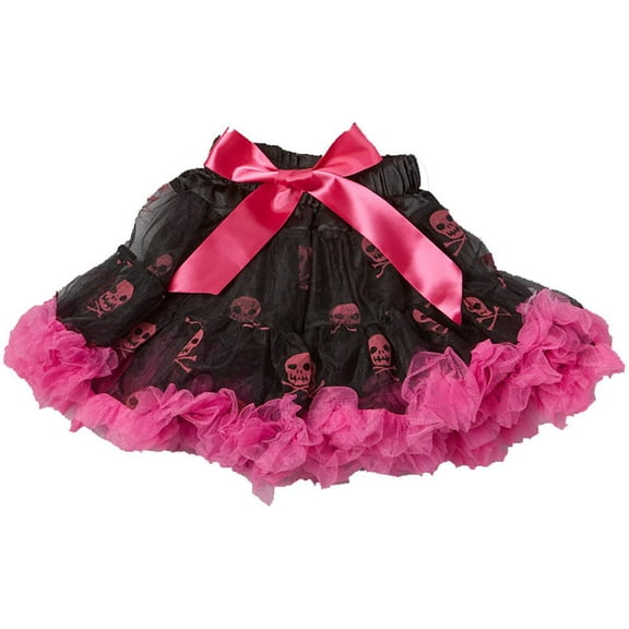 Wenchoice Black & Hot Pink Skull Pettiskirt Girl's XL(7T-8T)
