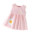 thumbnail image 1 of Robes d'Adolescent Jupe d'Été Manches Courtes Col Rond Uni pour Usage Quotidien Robe Fille Rose 18-24 Mois, 1 of 4