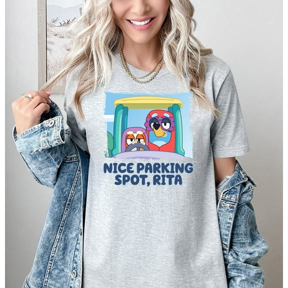 Moonlight Apparel Funny Cartoon Bird Tee Nice Parking Spot, Rita Graphic T-Shirt Comfort Multi-Colors Shirt Trendy Funny Animal Shirt for Adults & Teens Cartoon Inspired