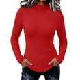 thumbnail image 4 of ClodeEU Women's Mock Turtleneck Long Sleeve Fitted Top, Basic Slim Fit Layering Blouse ,Women's S-XXL, 4 of 9
