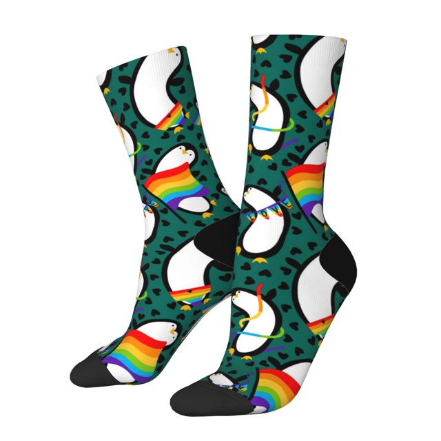 Balery Lgbt Penguin Calcetas Largas con Estampado para Hombre y Mujer – Suaves y Transpirables, Talla Única (US 5-11)