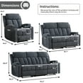 thumbnail image 6 of Ebello Manual Recliner Sofa Set, Soft Fabric Recliner, Loveseat and 3-Seat Sofa Set with Storage and Cup Holders for Living Room & Home Theater, Navy, 6 of 6
