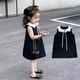 thumbnail image 1 of Vestido negro clásico para niña, vestido de verano sin mangas con cuello de muñeca, vestido de princesa a la moda, 1 of 5