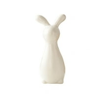 Spring Easter Bunny Figurine Decoration - White Ceramic Easter Bunny Statue Spring Bunny Figurines Rabbit Statues Table Centerpiece Mantels Home Garden Decor