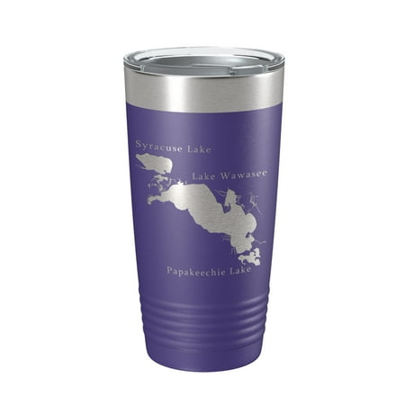 

Lakes Wawasee Syracuse & Papakeechie Map Tumbler Travel Mug Insulated Laser Engraved Coffee Cup Indiana 20 oz Purple