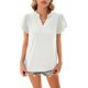 thumbnail image 4 of Lucakuins Blusa de manga corta de verano para mujer, cuello en V recortado Color sólido Casual Party Street Summer Shirt Tops Lucakuins moda, 4 of 7