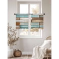 thumbnail image 3 of Vintage Wood Grain Sheer Curtains 2 Panels Set Blue Brown White Board Farmhouse Sheer Window Curtains Light Filtering Rod Pocket Voile Drapes for Bedroom Living Room 52"x54", 3 of 8