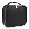thumbnail image 4 of Bolsa de cosméticos de maquillaje, portátil, lavable, con doble cremallera, de transporte, organizador, contenedor de almacenamiento, PU para , negro Salvador Neceser de viaje, 4 of 5