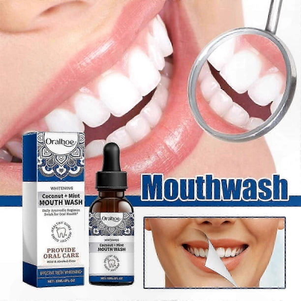 Natural Mint Mouthwash with Essential Oils, Fluoride-Free for Fresh Breath, Easy-to-Use and Portable Solution