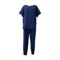thumbnail image 3 of Conjunto de exfoliación femenina, ropa de trabajo de enfermera, manga corta, trabajo duradero lavable a máquina Azul oscuro, 3 of 8