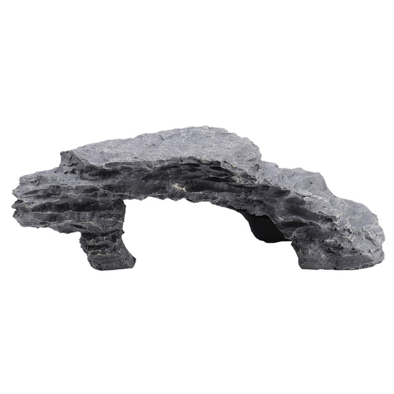 Reptile Hide Cave & Basking Platform, Tortoise Habitat Decoration Ornament, Simulation Climbing Rock for Aquarium Tank
