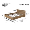 thumbnail image 3 of Christopher Knight Home Queen Bed Frame with Headboard, Two-Tone Platform Design, Natural+Black, 3 of 8