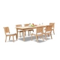 thumbnail image 5 of Teak Dining Set: 6 Seater 7 Pc: 117" Double Extensions Rectangle Dining Table & 6 Arbor Stacking Armless Chairs Outdoor Patio Grade-A Teak Wood WholesaleTeak #WMDSAB63, 5 of 6