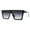 Black (Smoke), variant on Flat Top Square Sunglasses Unisex Futuristic Boyfriend Shades UV 400 Shiny Black