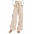 thumbnail image 2 of Pantalones Palazzo de Pierna para Mujer, con Cinturón, Cintura Alta, Informales, Holgados, Largos y con Bolsillos. Albaricoque M, 2 of 8