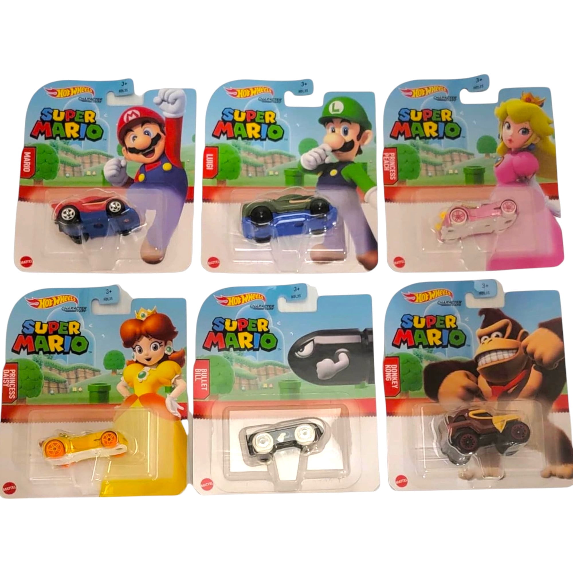 Hot Wheels 2021 Super Mario Character Cars Complete Set of 6 Diecast Vehicles HDL35-986A