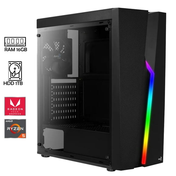 PC gamer Ryzen 5 5600G AMD  HDD 1TB RAM de 16GB Radeon Vega 500W 80+