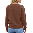 thumbnail image 5 of Women's Sweater Cute Fun Printing Sweater Fall And Winter Long Sleeve Knitted Sweater for Fall Winter Solid Color Basics,Coffee,2XL, 5 of 7