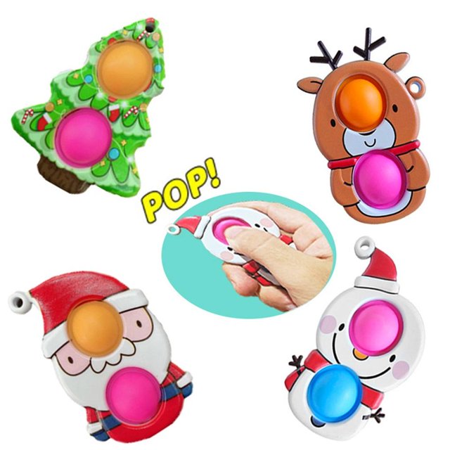 Juguete Sensorial De Burbujas De Empuje De Navidad Dedo De Navidad Llavero Antiestrés De Silicona Juguete Para Regalo Para Niños Juguete Educativo 4 Uds. Advancent HA038512-00