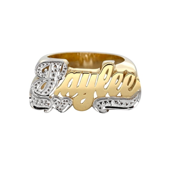 14K Two Tone Diamond Cut Gold Name Ring | Appx. 5 Grams