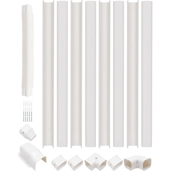 Air Conditioner Decorative PVC Line Cover Kit 3" W 7.5Ft L for Ductless Mini Split Air Conditioner, Professional Grade Ductless Mini Split AC Line Set Cover Kit PVC