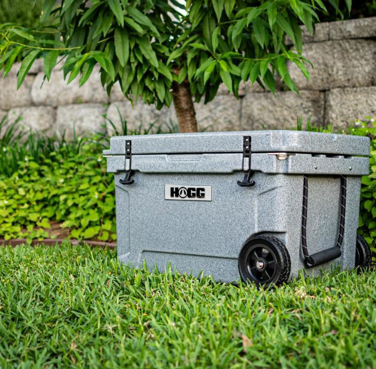 Hogg (Desert Flower) 65 QT Insulated Cooler with Wheels and Handles, Rolling Ice Chest with Wheels, Rotomolded Wheeled Coolers for Camping, Drinks, Outdoors