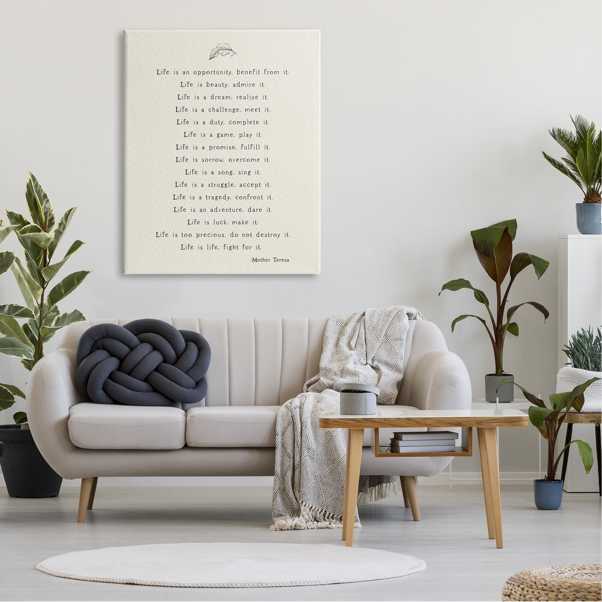 Stupell Industries Uplifting Inspirational Mother Theresa Life Quote Simple Botanical Canvas Wall Art, 36 x 48, Design by Amy Brinkman