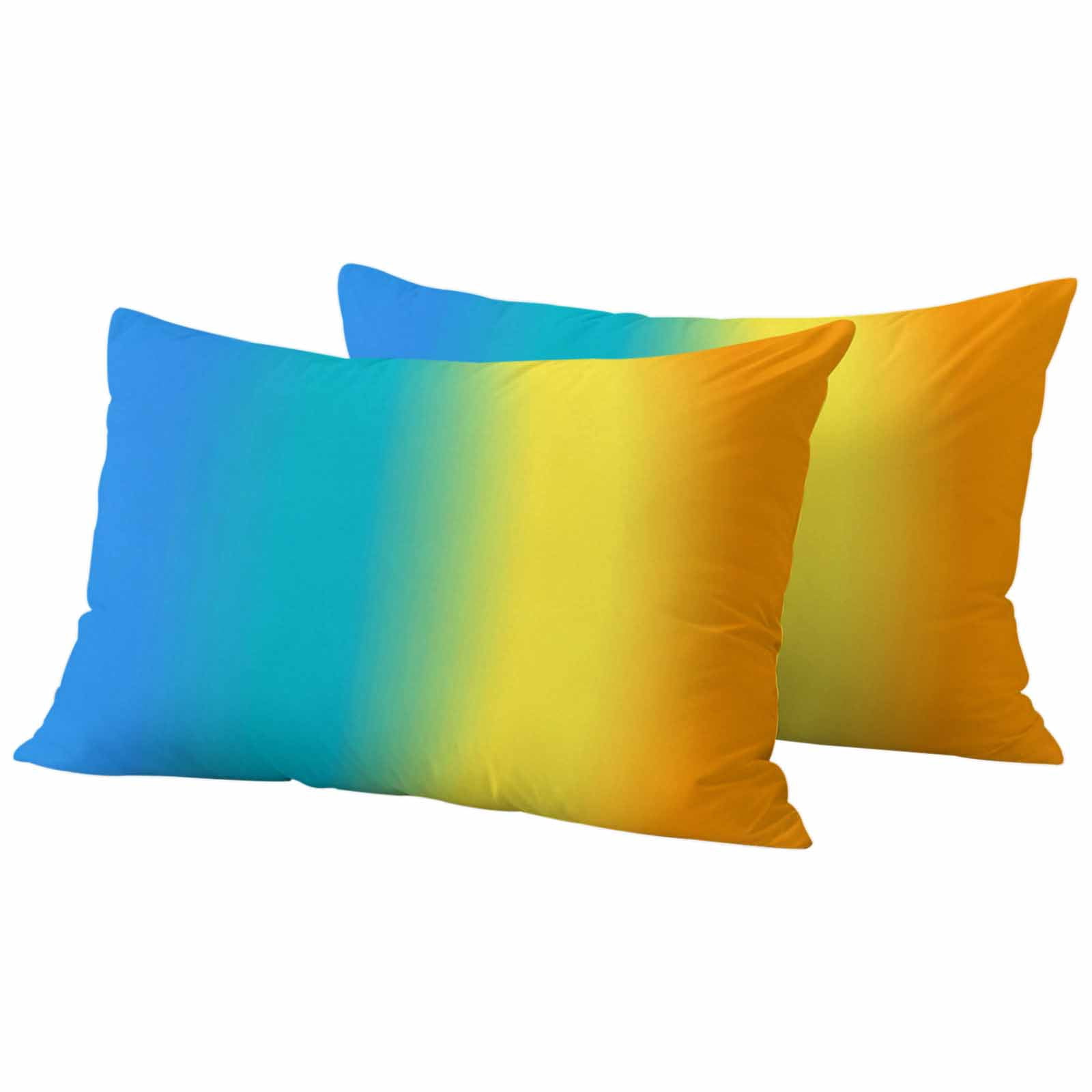 Rainbow Ombre Outdoor Waterproof Throw Pillow Covers 20x12 Set of 2, Orange Blue Gradient Colorful Modern Art Decorative Pillowcases Cushion Pillowcase for Couch Sofa Patio Outside Pillow Protector