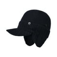 thumbnail image 2 of Women's Knit Baseball Hat with Brim, Winter Beanie with Brim and Convertible Ear Flaps, Thermal Fleece Lined Folding Earflap Hat for Skiing Running and Cold Weather - Black, 2 of 8