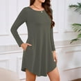 thumbnail image 4 of Robe T-Shirt à Poche, Robe Midi Ample à Manches Longues à Col Rond, Robe Facile pour Tous les Jours pour Femmes, Maternité, Voyage et Tenue de Fin de Semaine Gris Foncé S, 4 of 5