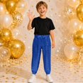 thumbnail image 2 of lnmuld Boys Casual Jogger Pants Elastic Waist Tapered Cuff Holographic Heart Print Kids Daily Wear Bottoms Size:6-7 Years, 2 of 5