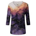 thumbnail image 4 of WTOBBY Women's Halloween Printed V-Neck Loose Shirt with 3/4 Sleeve, Casual Button Detail T-Shirt Top for Fall Season, Comfortable Fashion Apparel and Daily Wear,Purple 2XL, 4 of 6