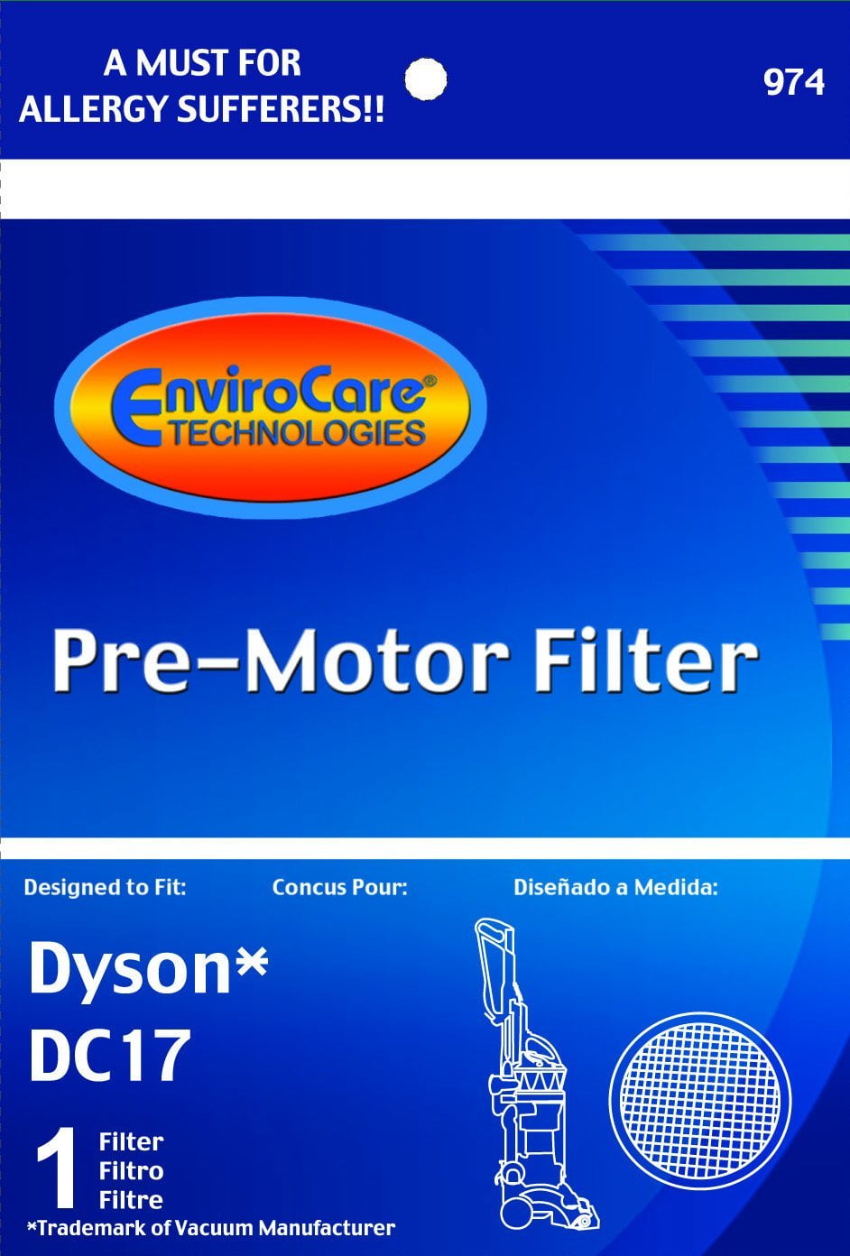 EnviroCare Dyson Replacement Pre Motor Vacuum Filter for DC17